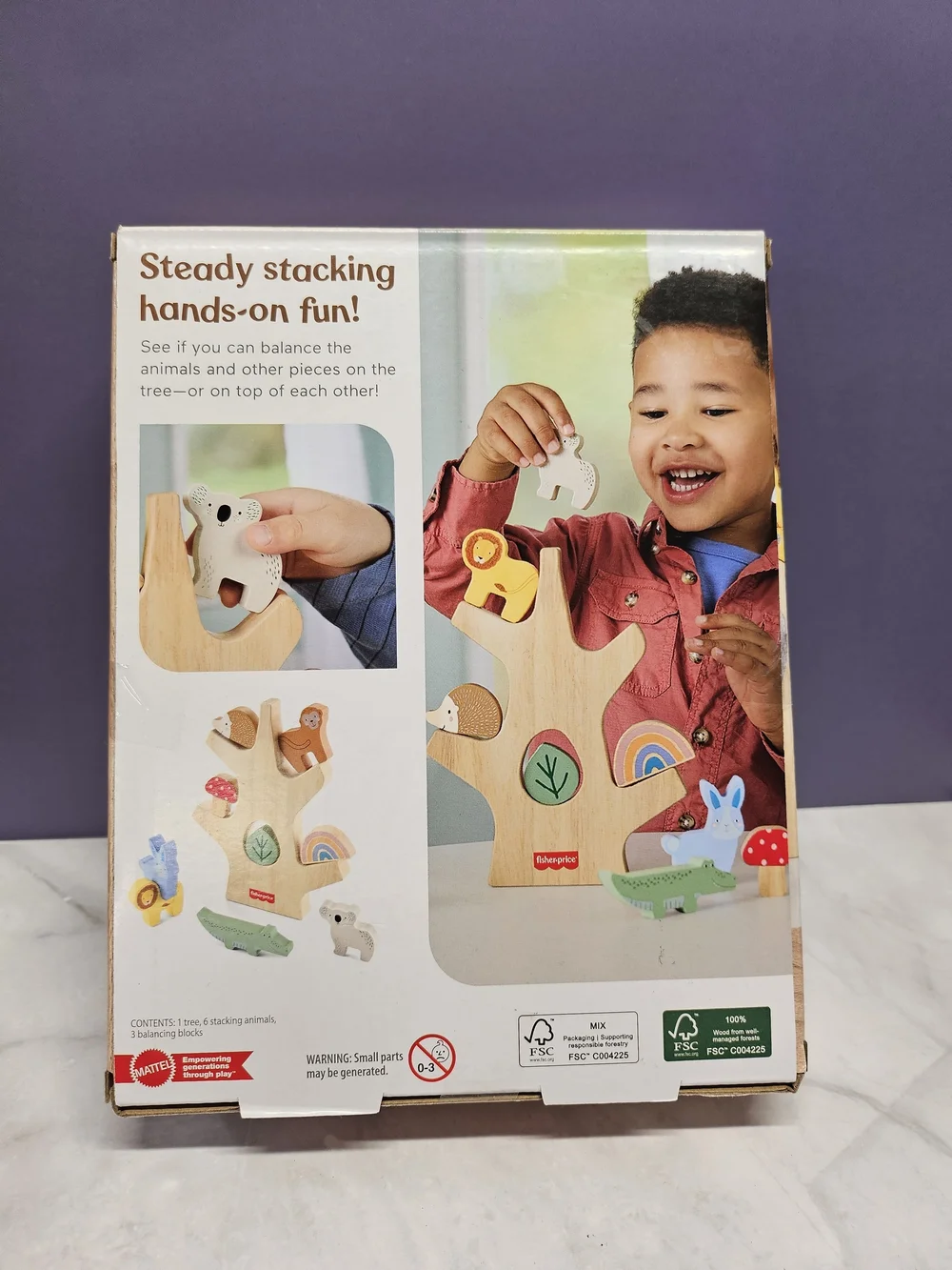 Fisher-Price Wooden Balance Tree Toy - Natural & Yellow